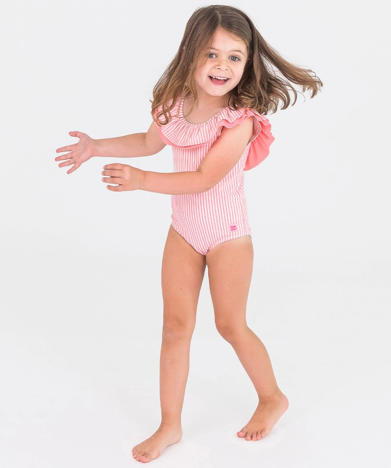 Ruffle Butts | Bubblegum Pink Seersucker Ruffle One Piece