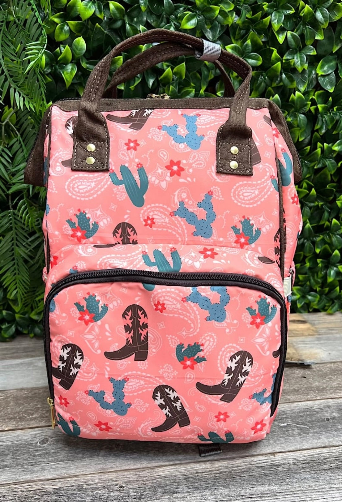 Western Boots & Cactus Diaper Bag