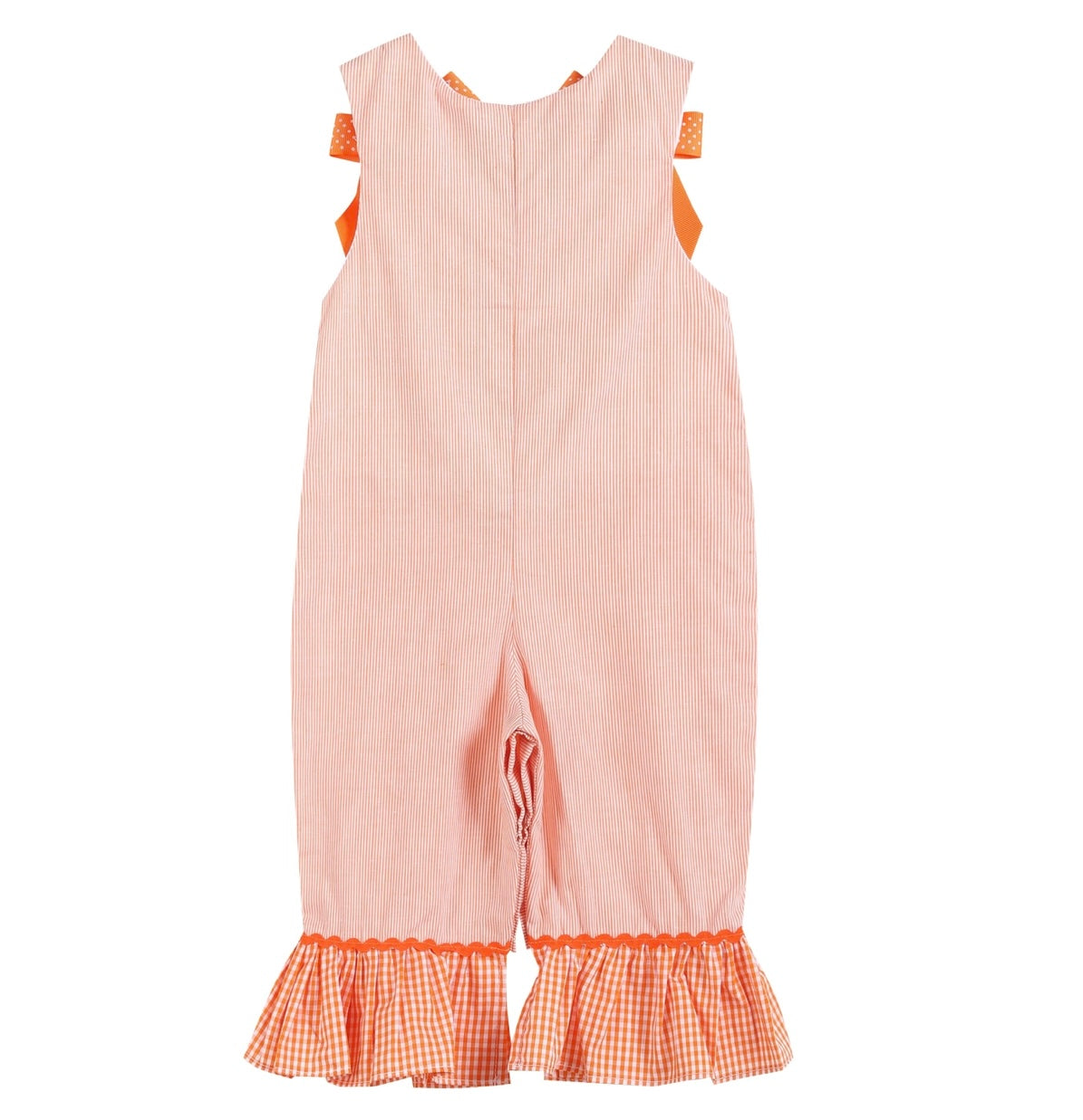 Orange Pinstripe Pumpkin and Bows Romper