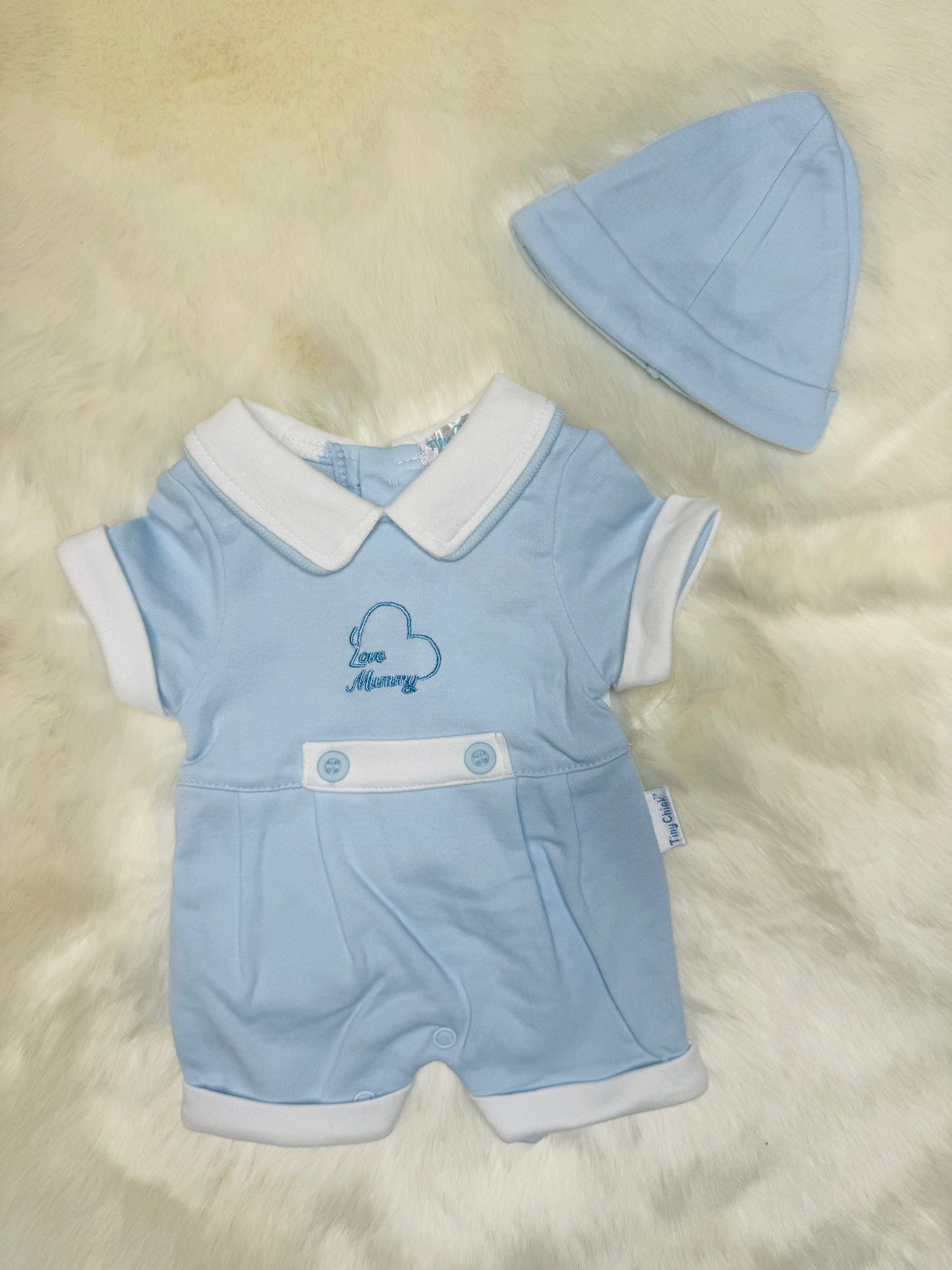 Preemie Boys I Love Mommy Romper w/ Hat