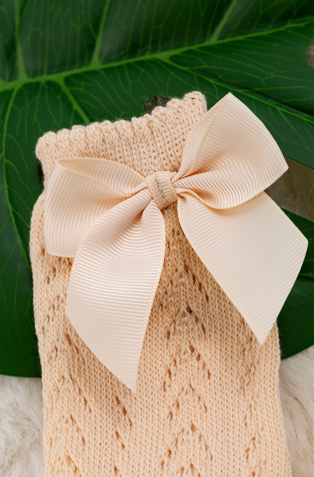 Ivory - Knee High Baby Socks w/Bow