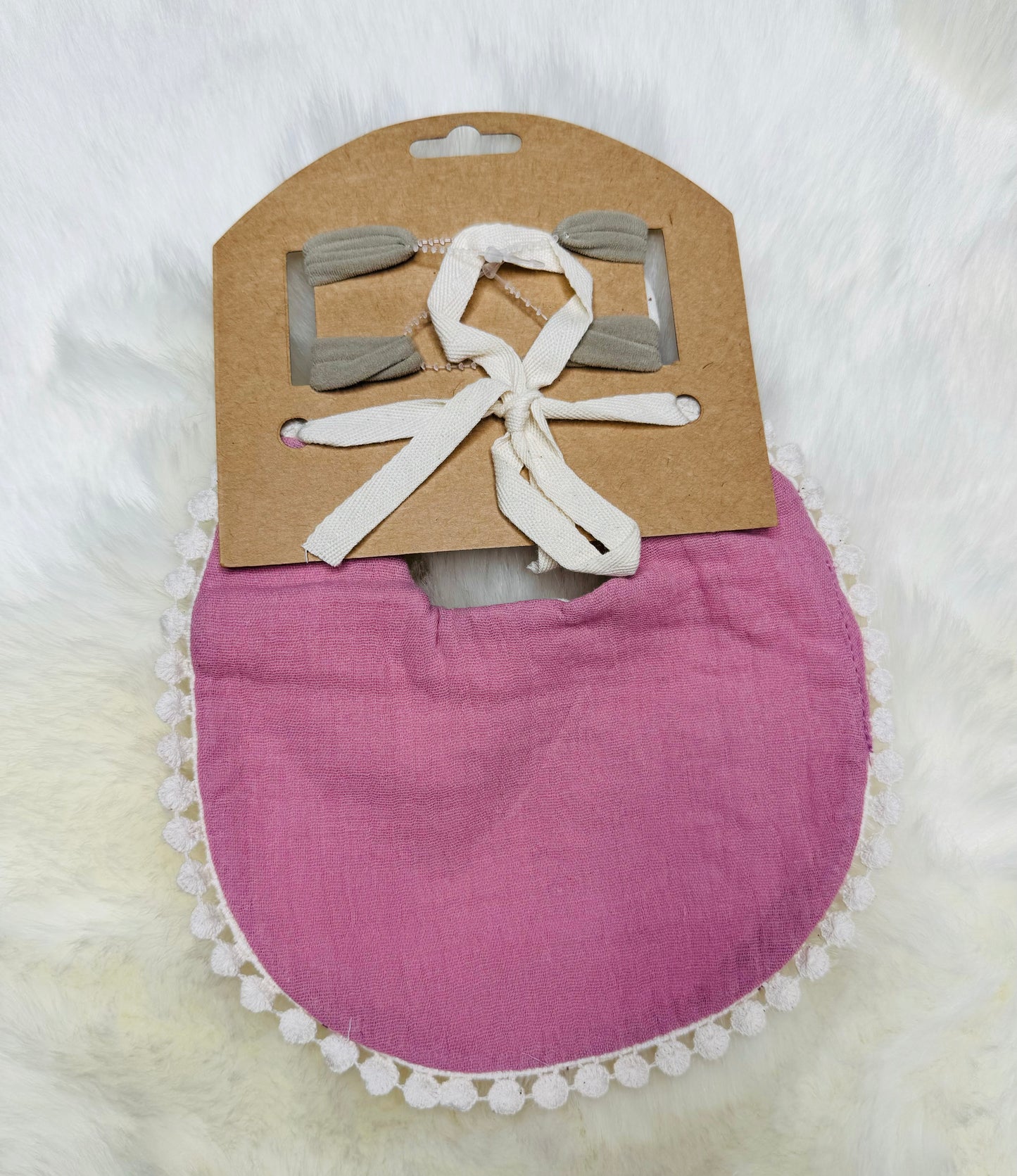Dusty Rose Floral Reversible Bib & Bow Set