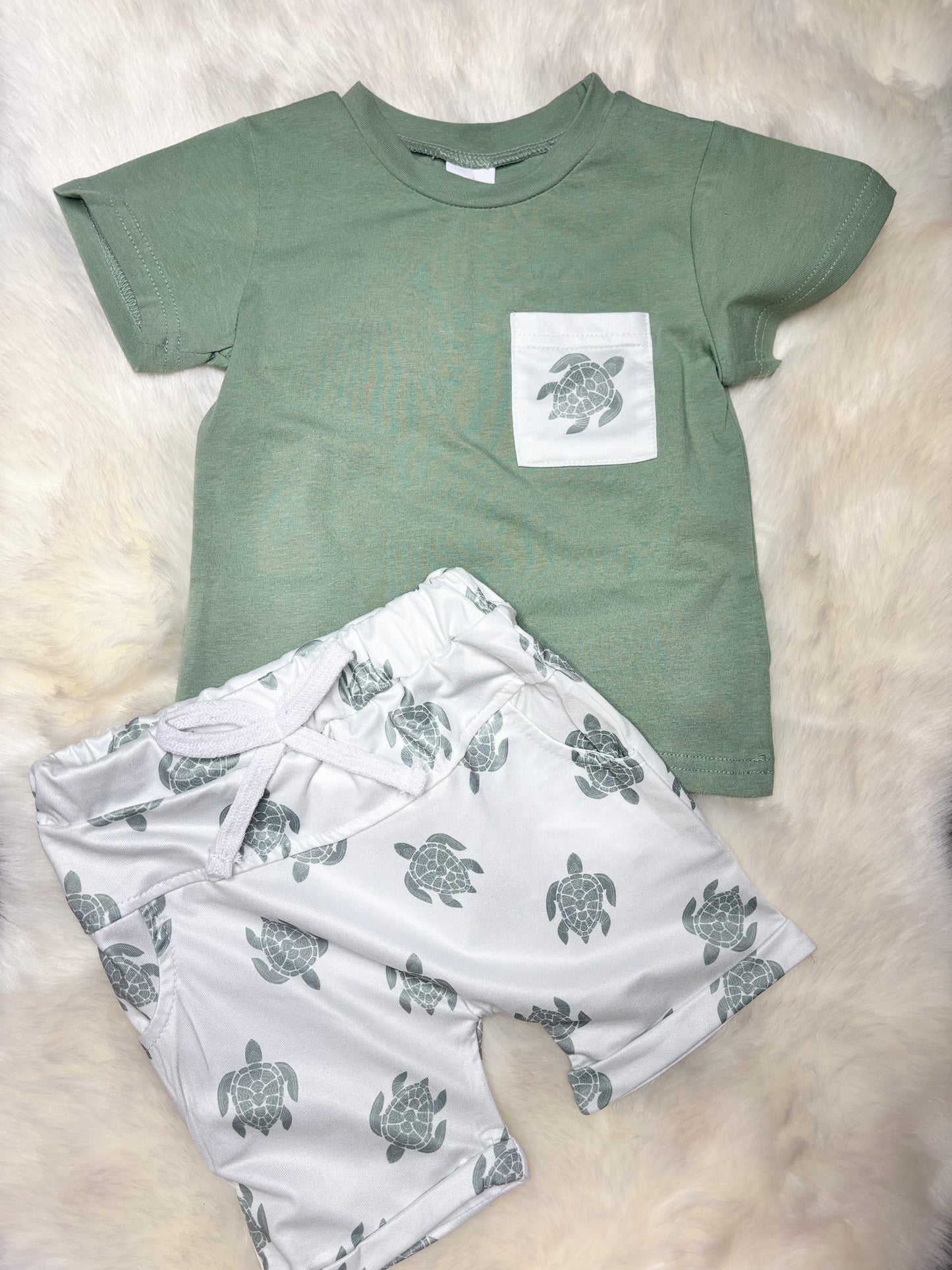 Sea Turtle Pocket Tee Short Set