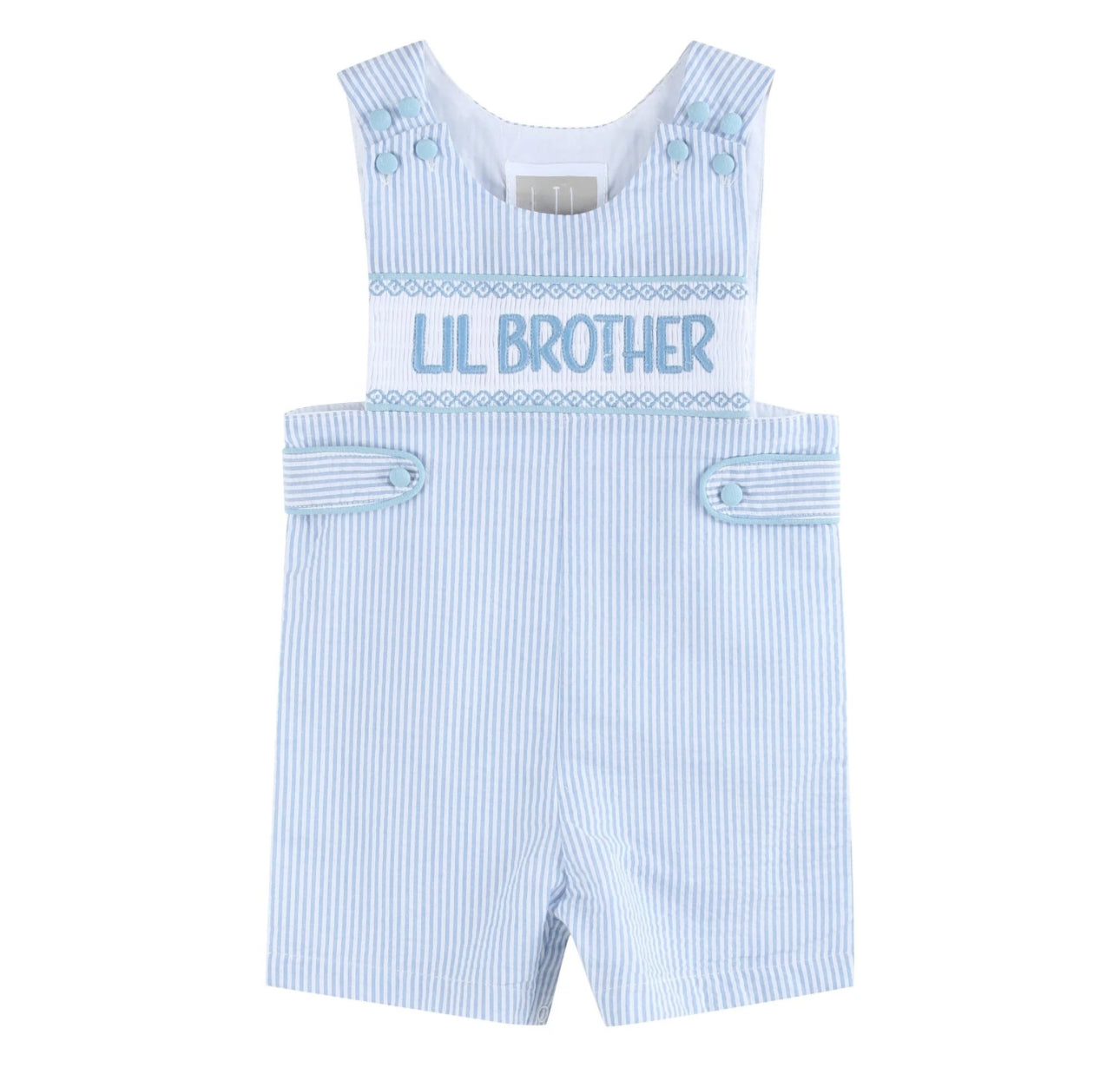 "Lil Bro" Seersucker Smocked JonJon