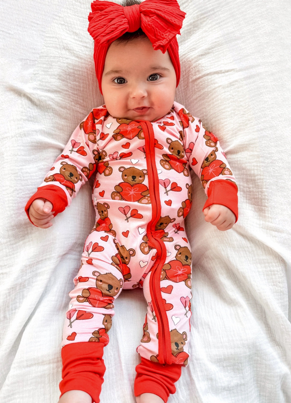 Valentine Pink Bear Bamboo Zip-Up