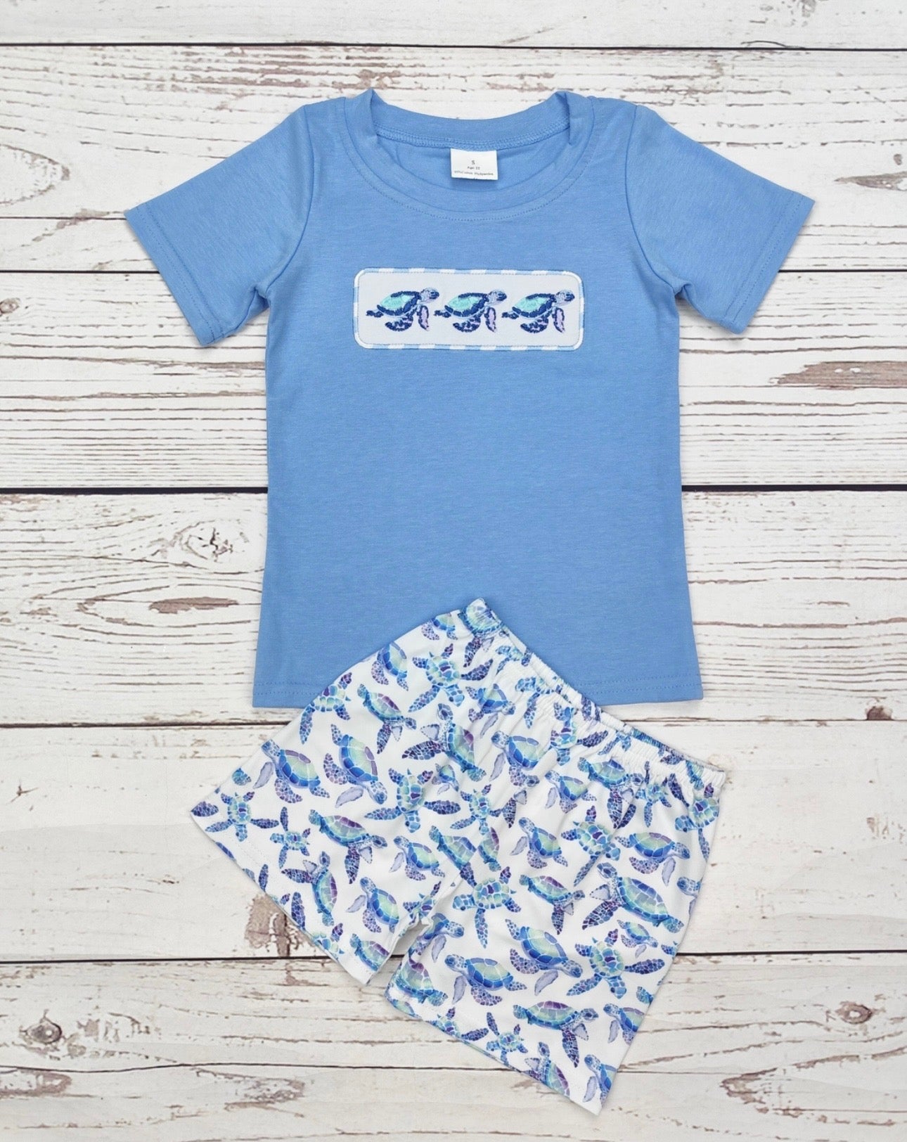 Turtle Appliqué Boys Short Set