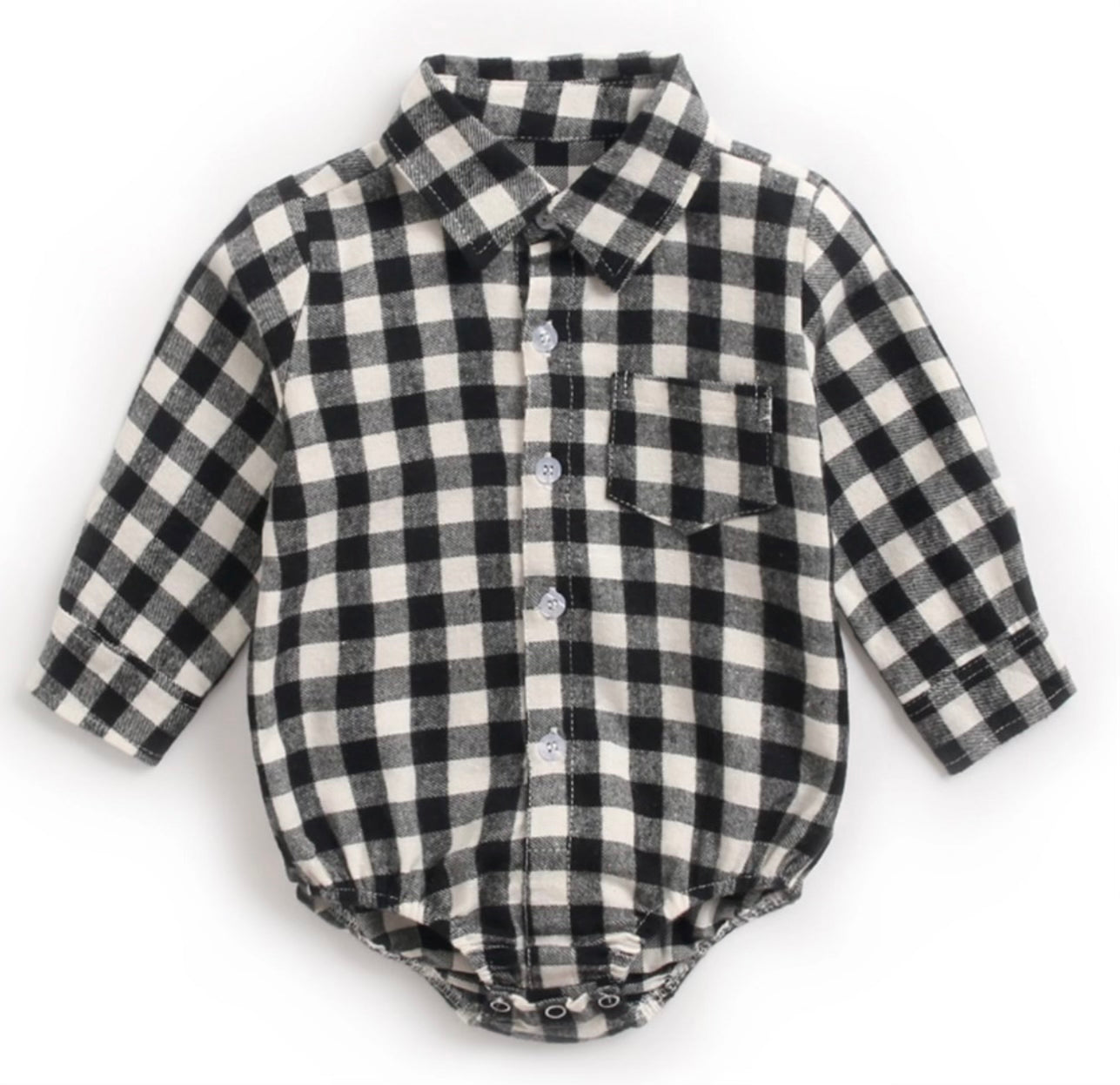 Plaid Boys Romper | Black