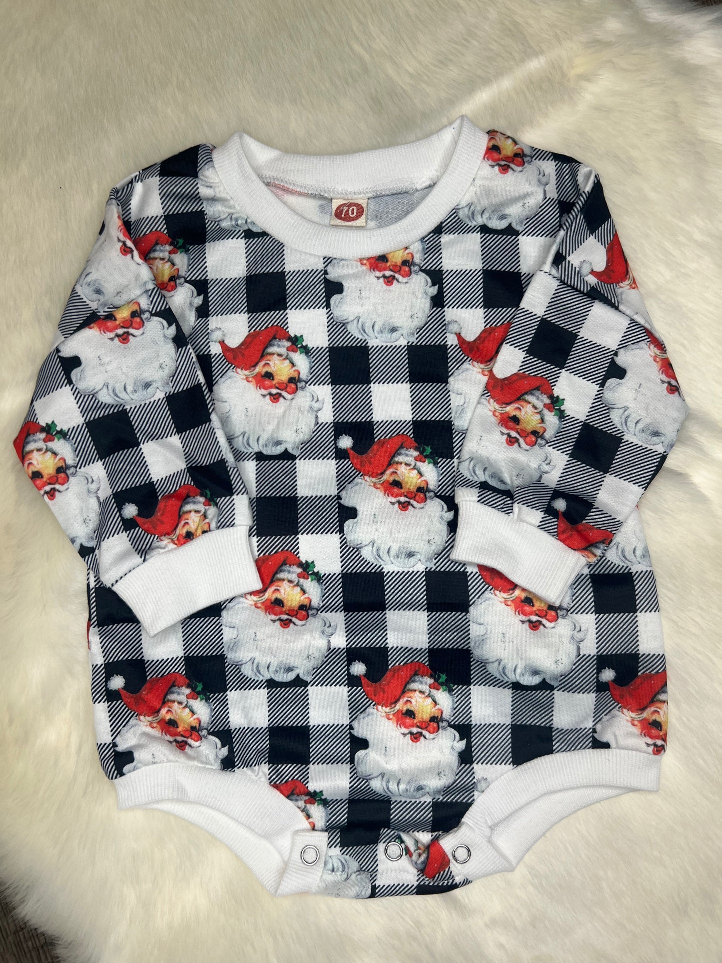 Santa Plaid Bubble Romper