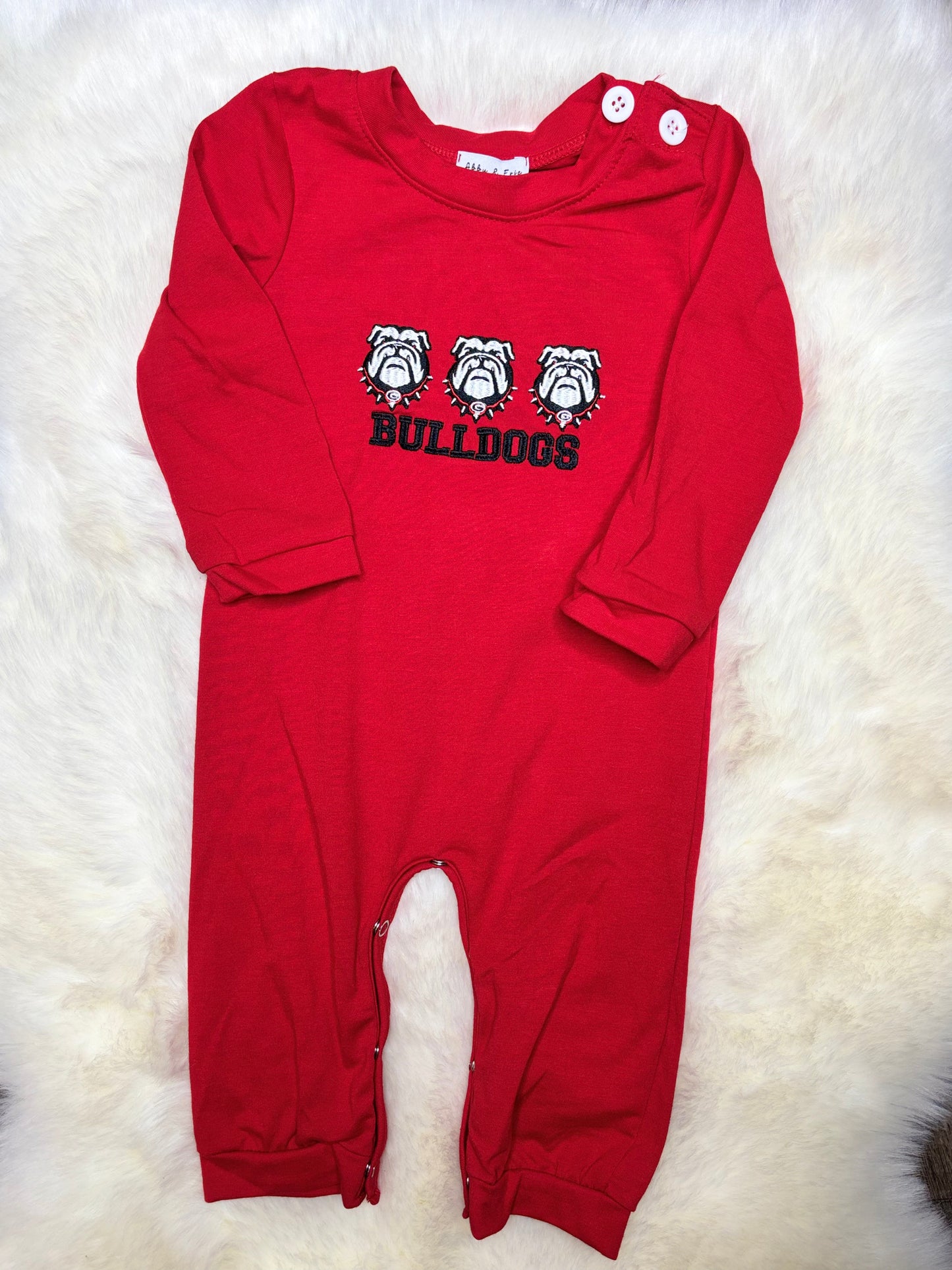 Red Bulldogs Embroidery Boy Romper