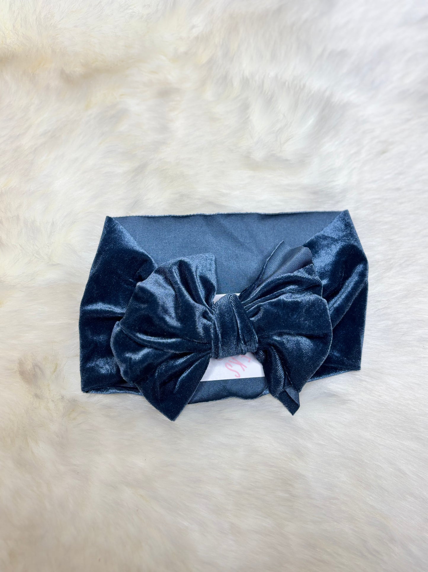 Grey Blue Velvet Headband