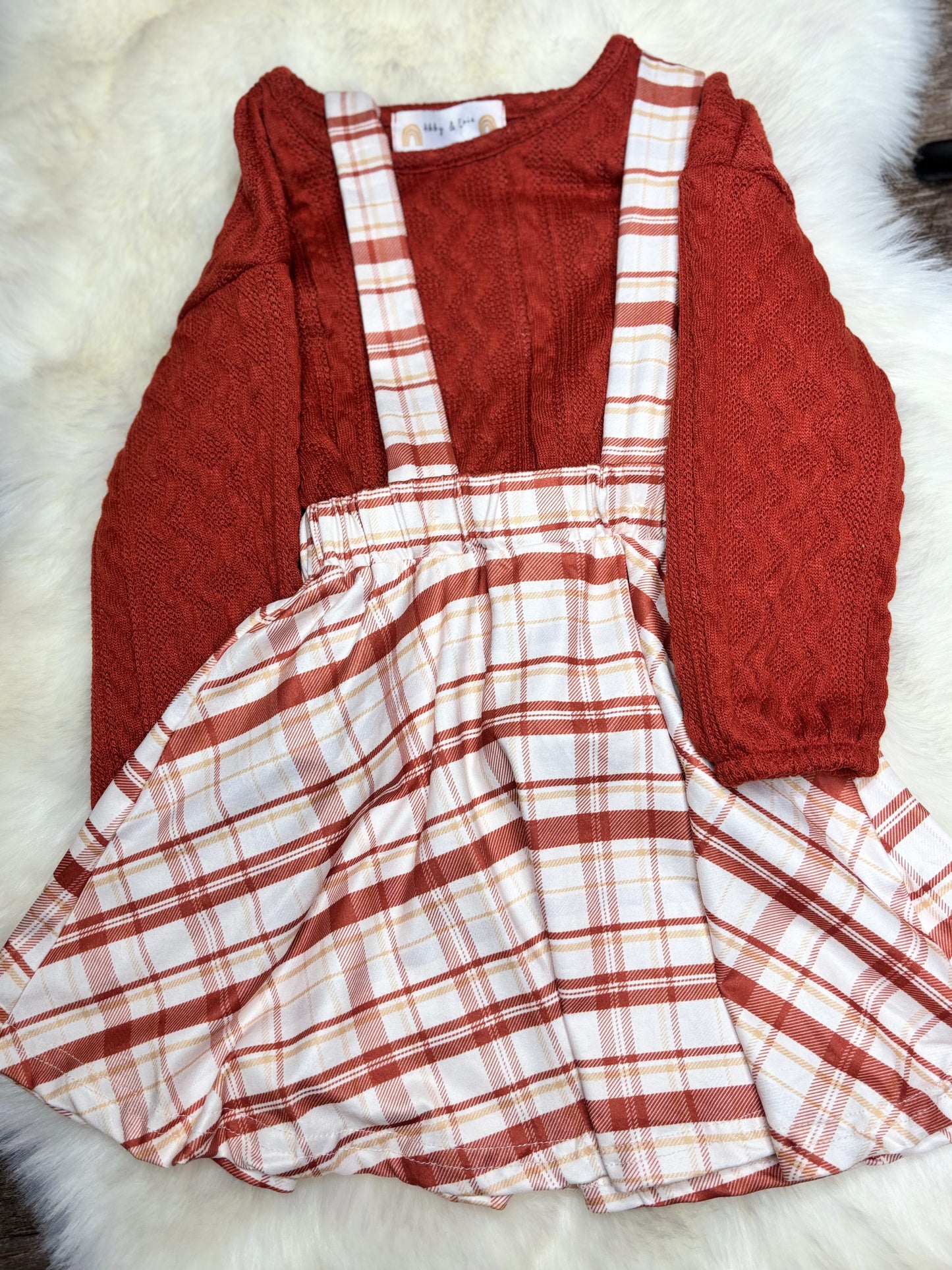 Plaid Overall Skirt Set