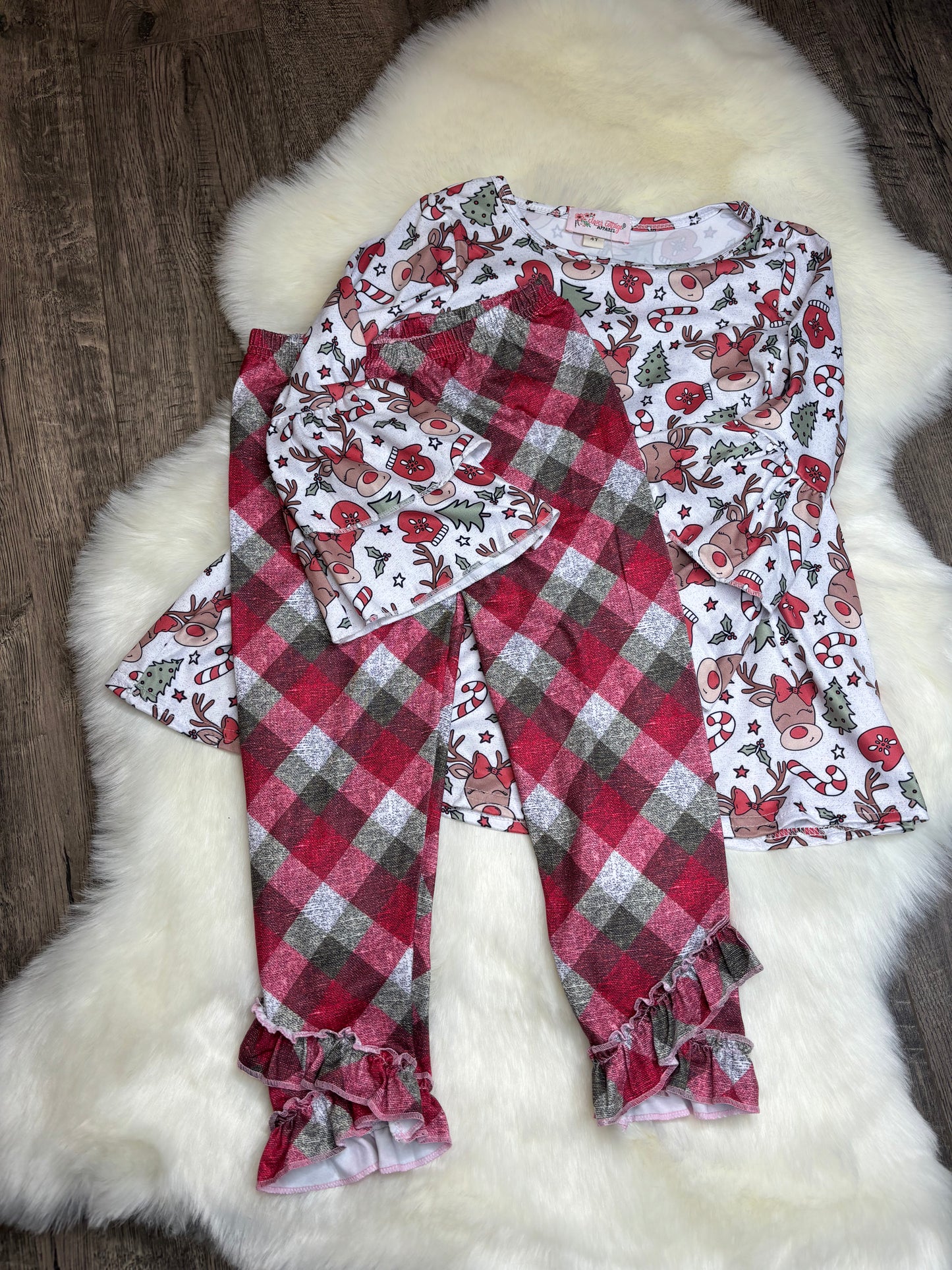 Reindeer Plaid Girls Set Christmas