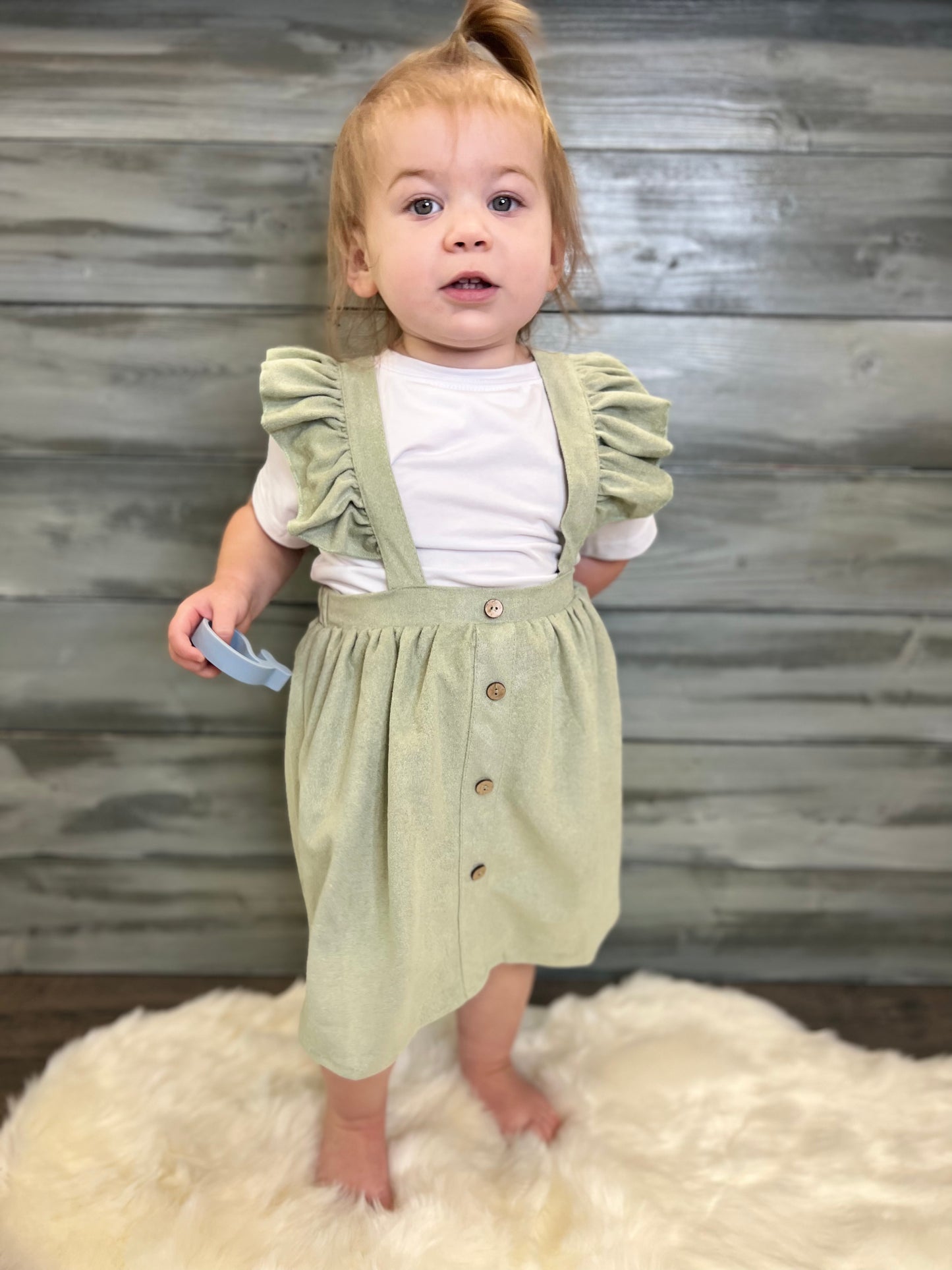 Sage Ruffle Suspender Dress