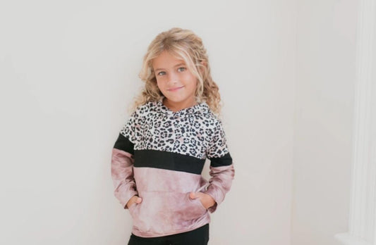 Pink & Black Leopard Print Hoodie