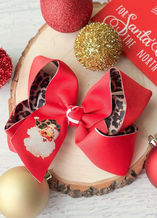 Double Layer Santa Animal Print Hair Bow