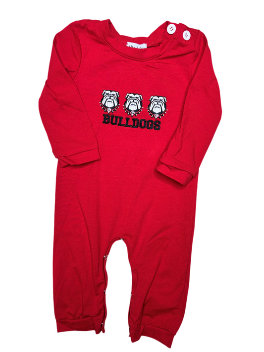 Red Bulldogs Embroidery Boy Romper