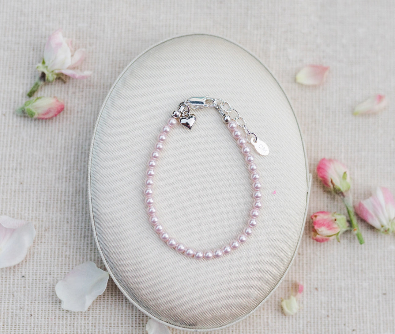 Sterling Silver Pink Pearl Baby Bracelet