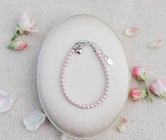 Sterling Silver Pink Pearl Baby Bracelet