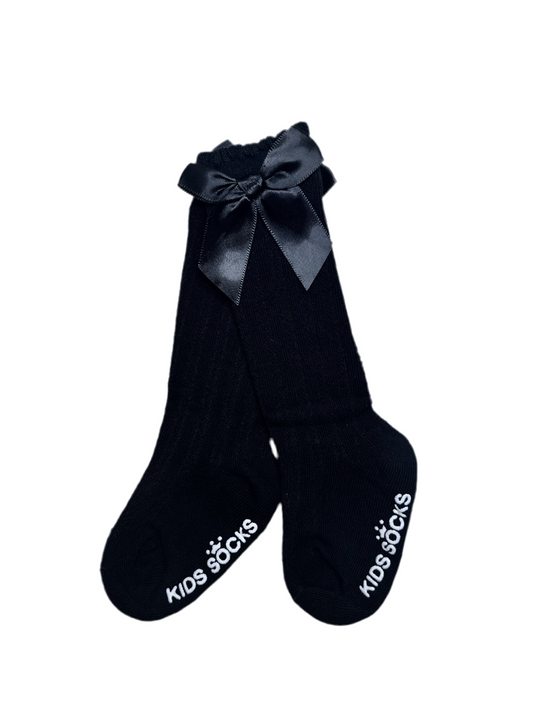 Bow Ribbed Socks | Black