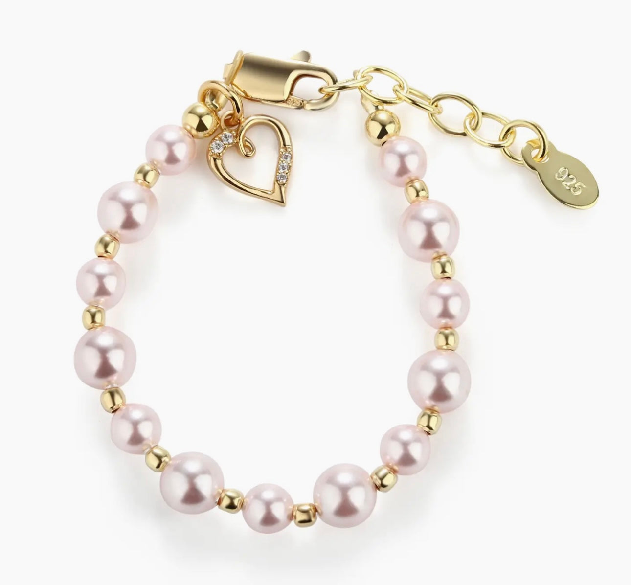 14K Gold-Plated Pink Pearl Heart Bracelet