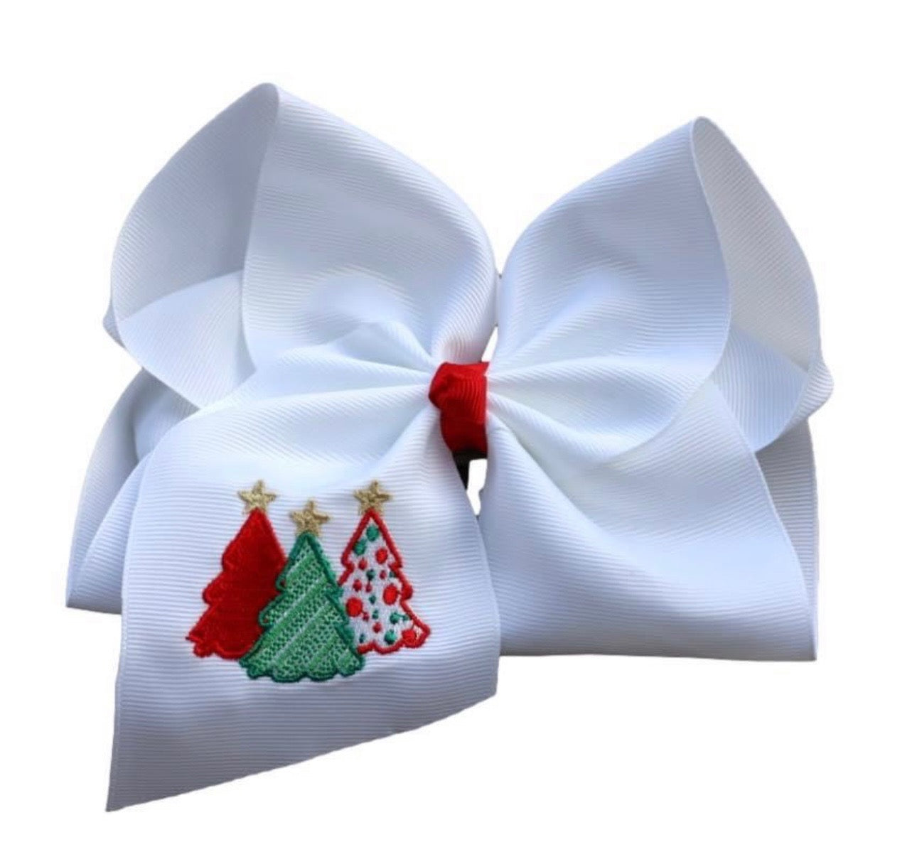 Christmas Wonderland Trees Embroidered 4 Inch Alligator Clip Bow