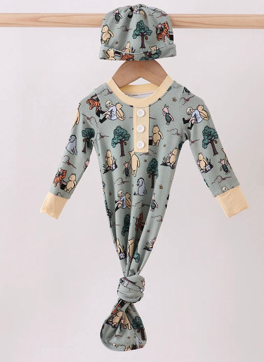 Green Character Bamboo 2pc. Gown