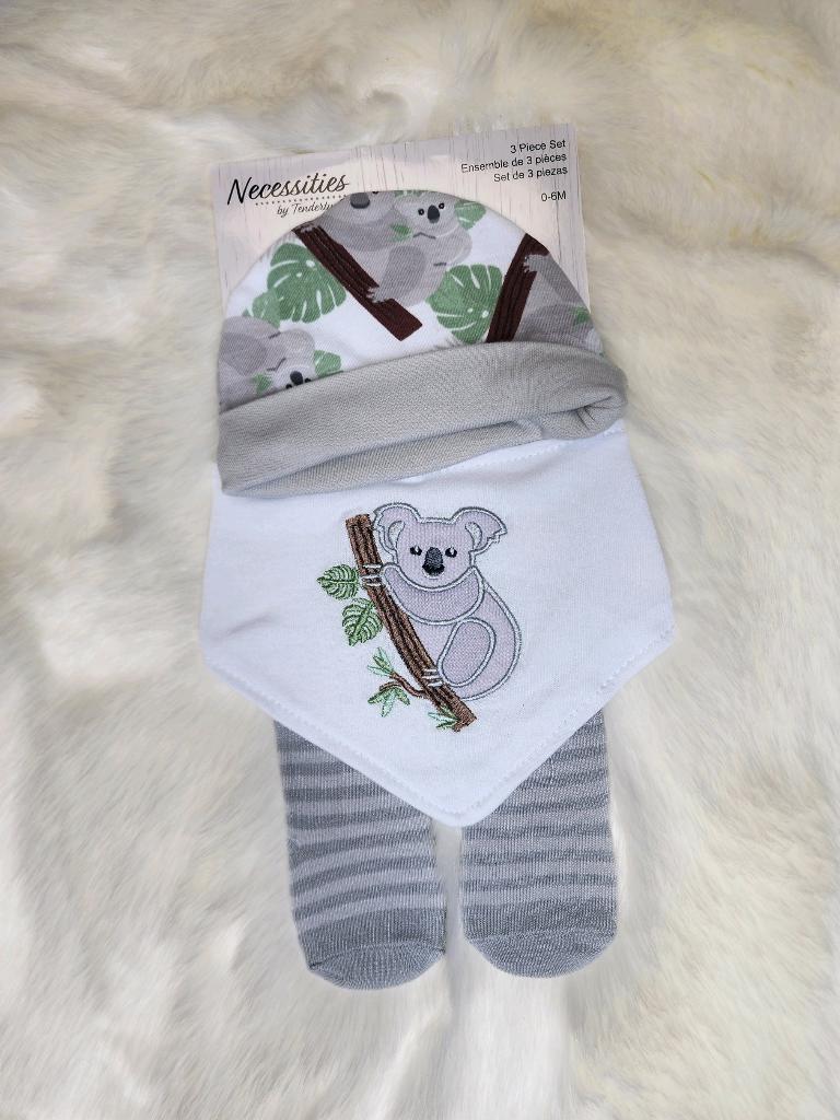 Koala Hat, Bib, & Socks Set