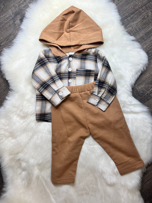 Plaid Sweatshirt & Sweatpants Set