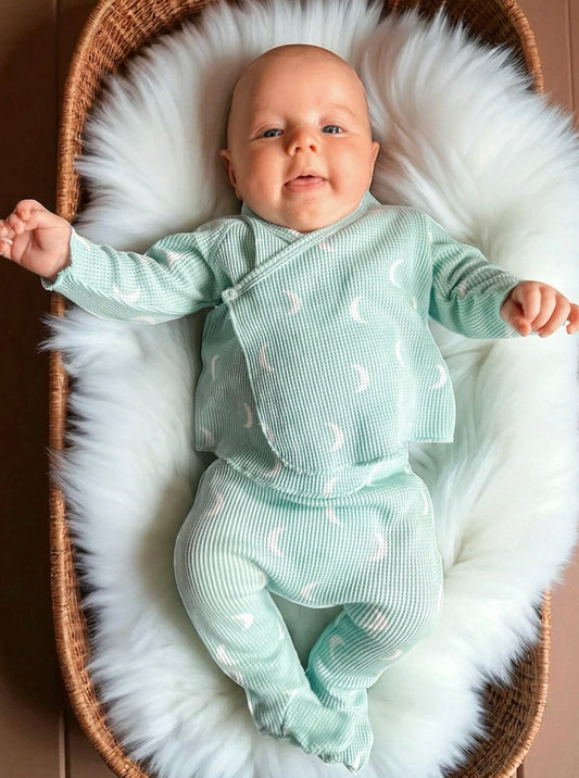 Blue Moon Organic Waffle Kimono & Pant Set