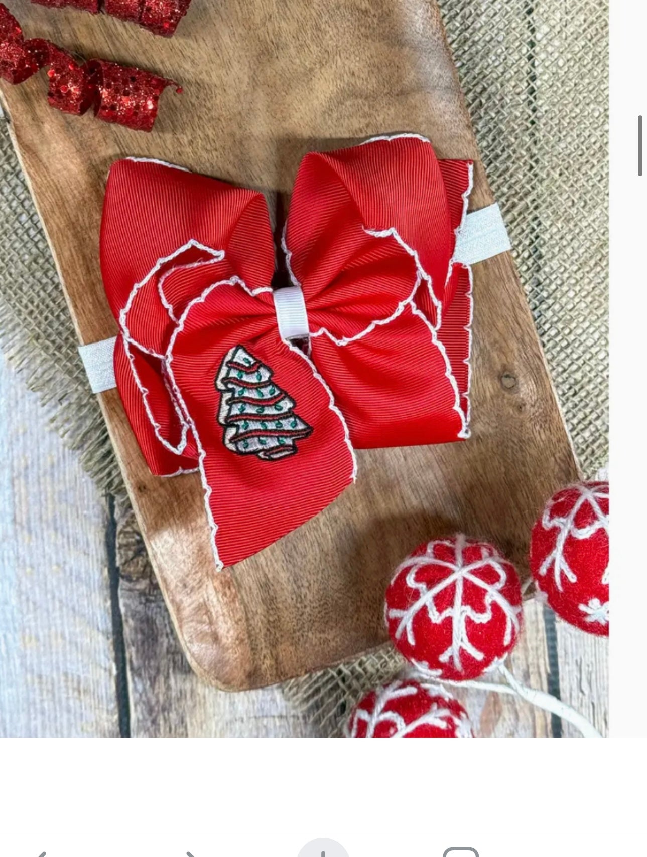 Christmas Tree Cake Embroidered Headband