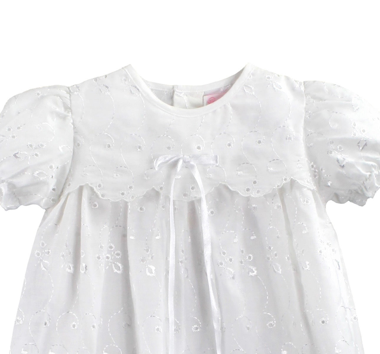 Eyelet Lace Christening Gown w/ Bonnet