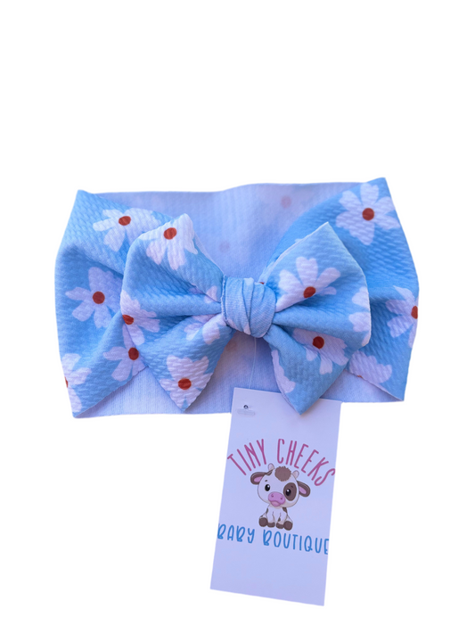 Baby Blue Daisy Headwrap Bow