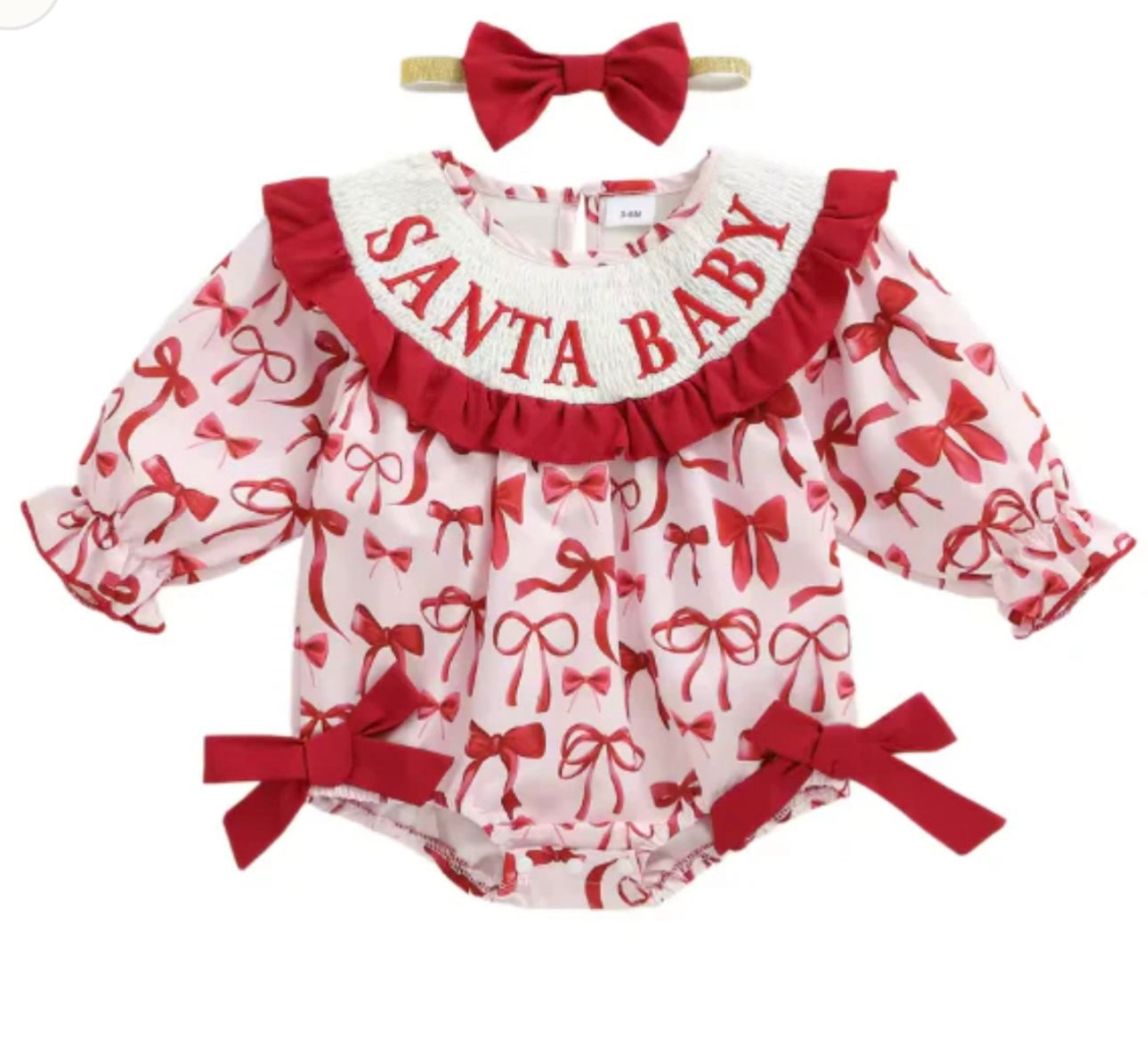 Ribbon Christmas Smocked Romper