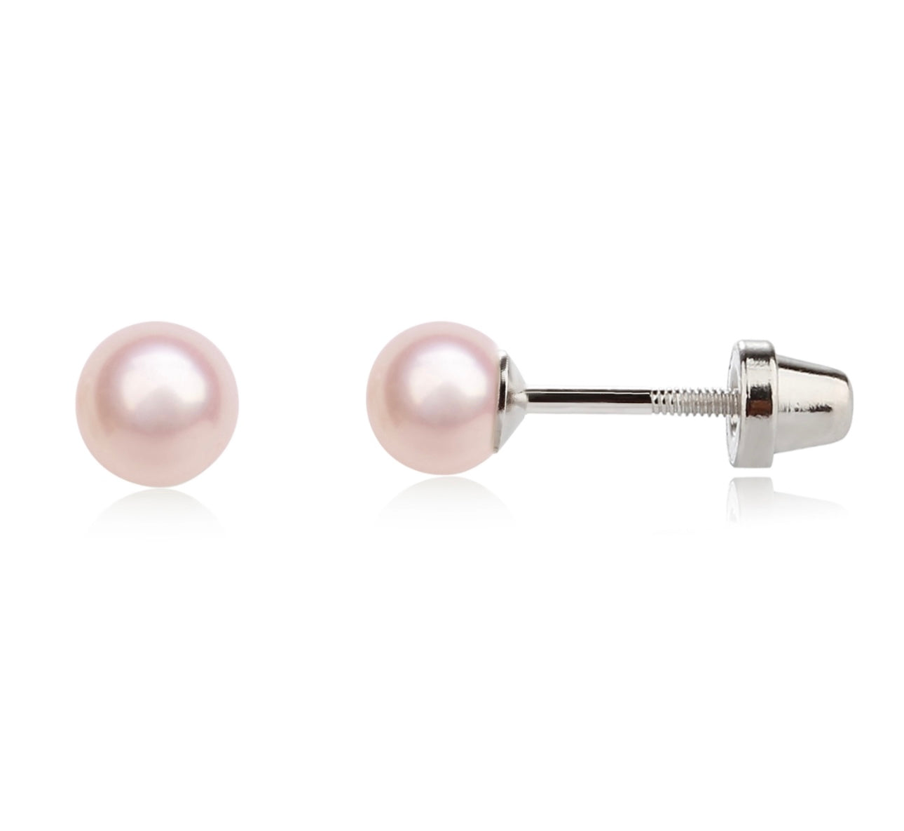 Pink Pearl Screw Back Earrings