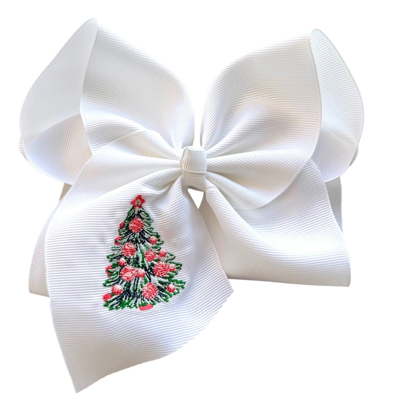 Pink Christmas Tree Embroidered 5 Inch Nylon Headband