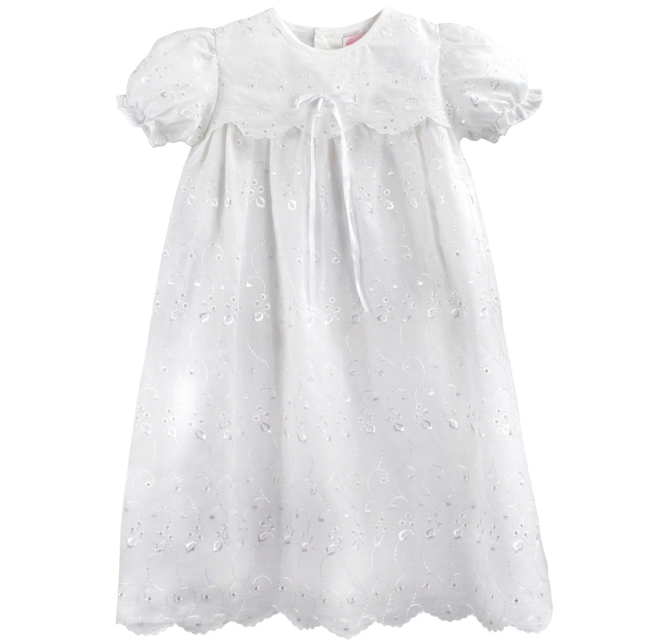 Eyelet Lace Christening Gown w/ Bonnet