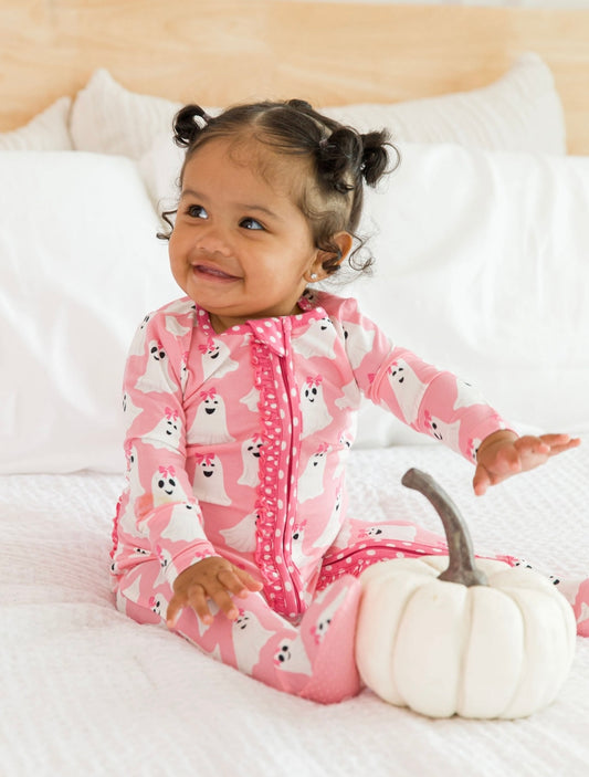 Ghostie Girls Ruffle Footie Pajama - Bamboo