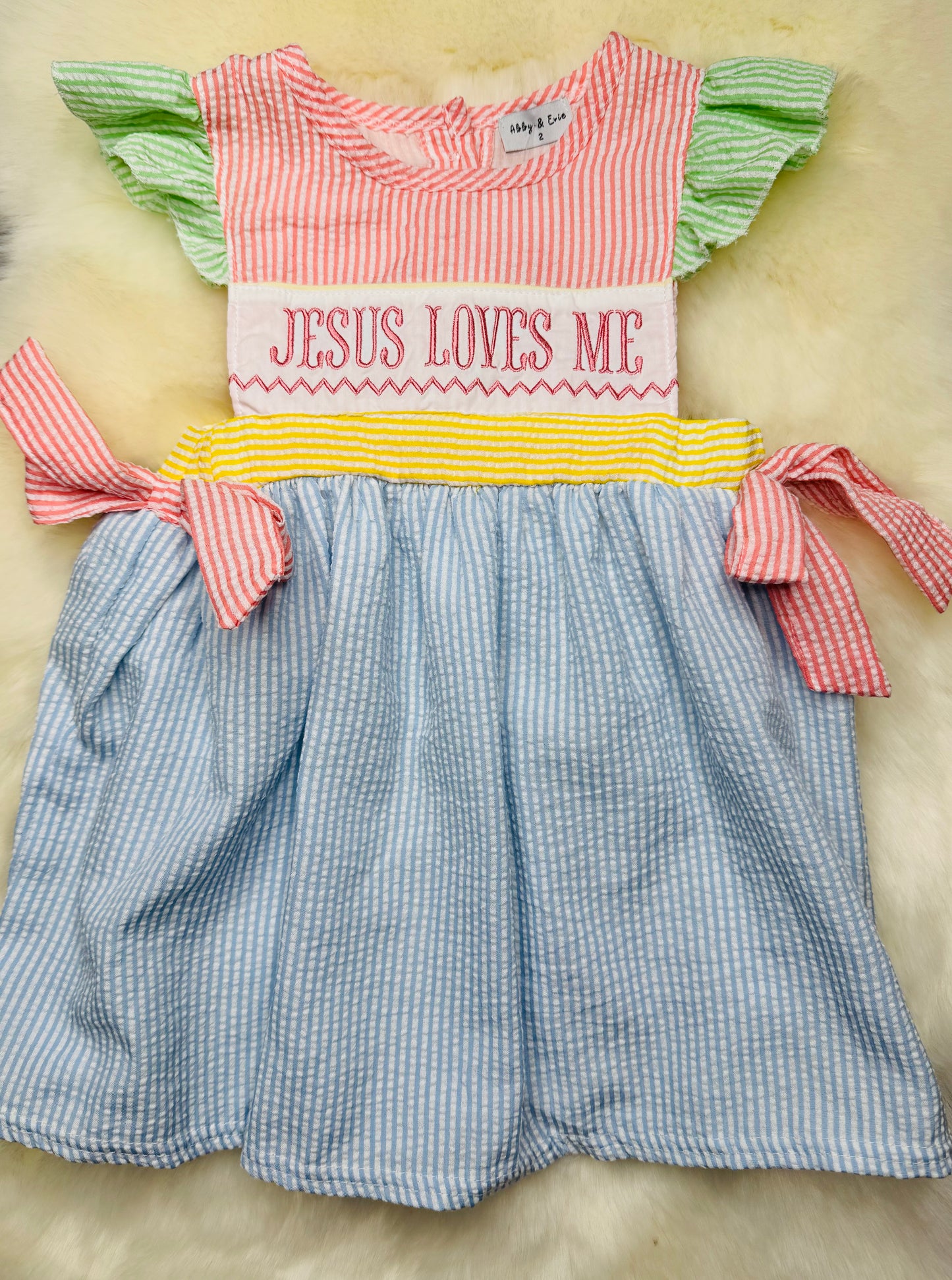 Jesus Loves Me Embroidered Dress