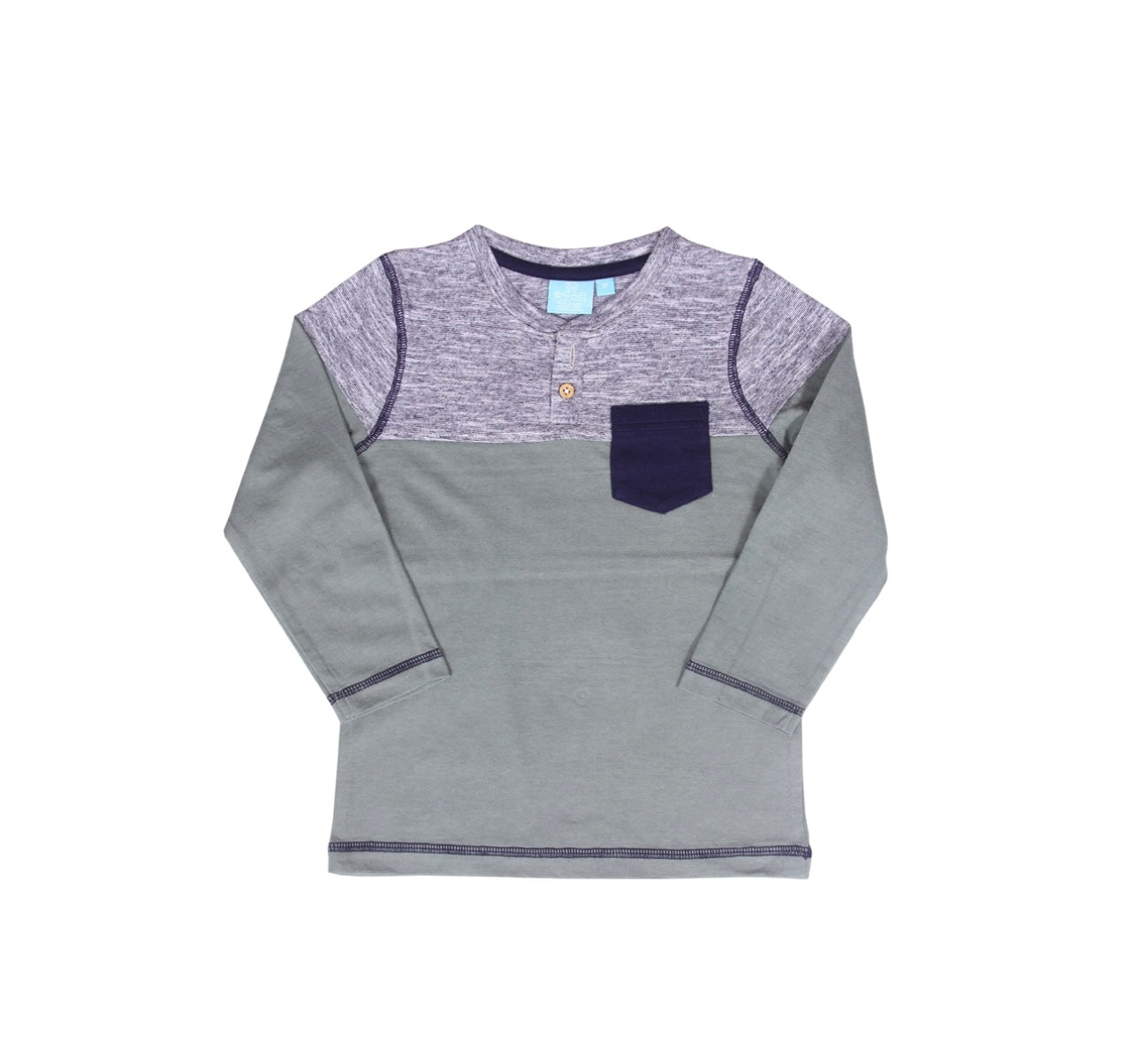 Luca Long Sleeve Henley - Sea Spray