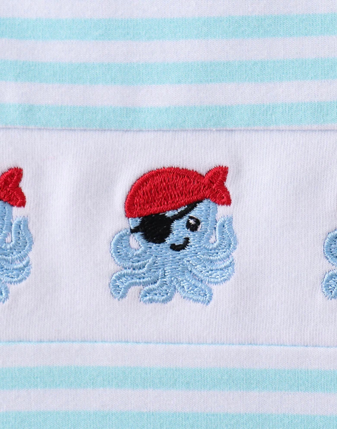 Blue Octopus Embroidered JonJon
