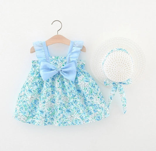 Blue Sun Dress with Bonnet