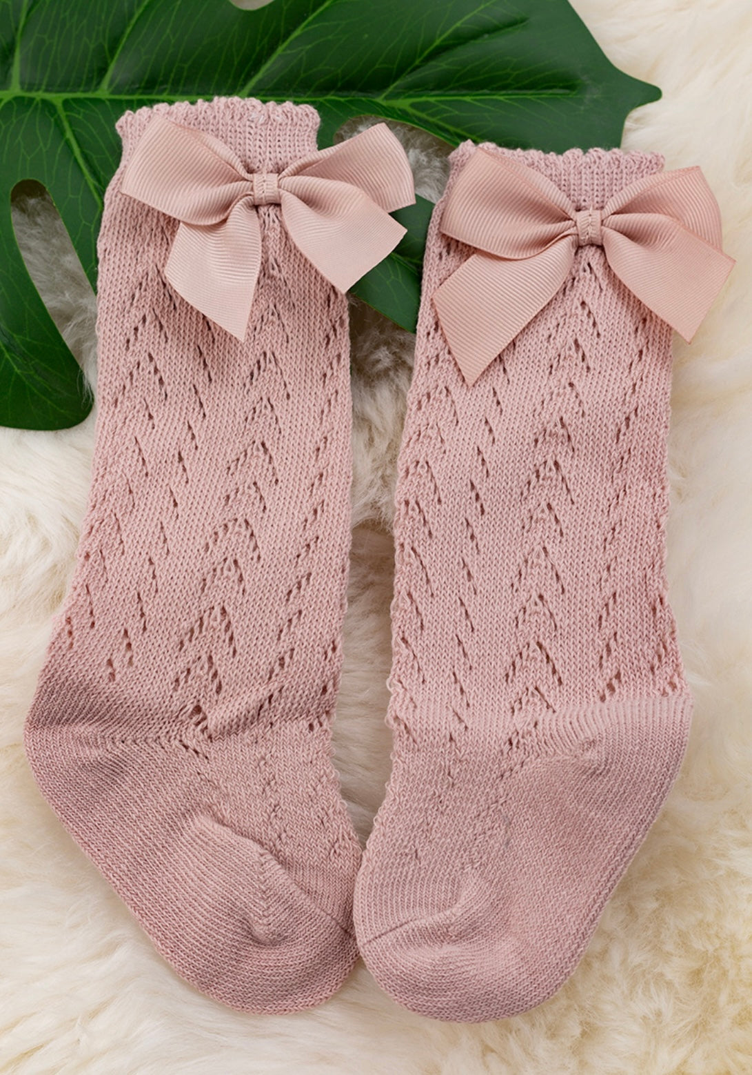 Blush - Knee High Baby Socks w/Bow