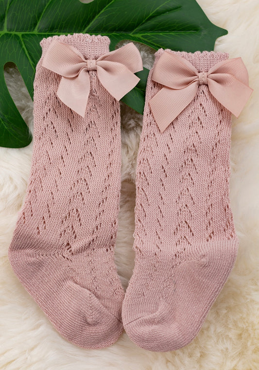 Blush - Knee High Baby Socks w/Bow