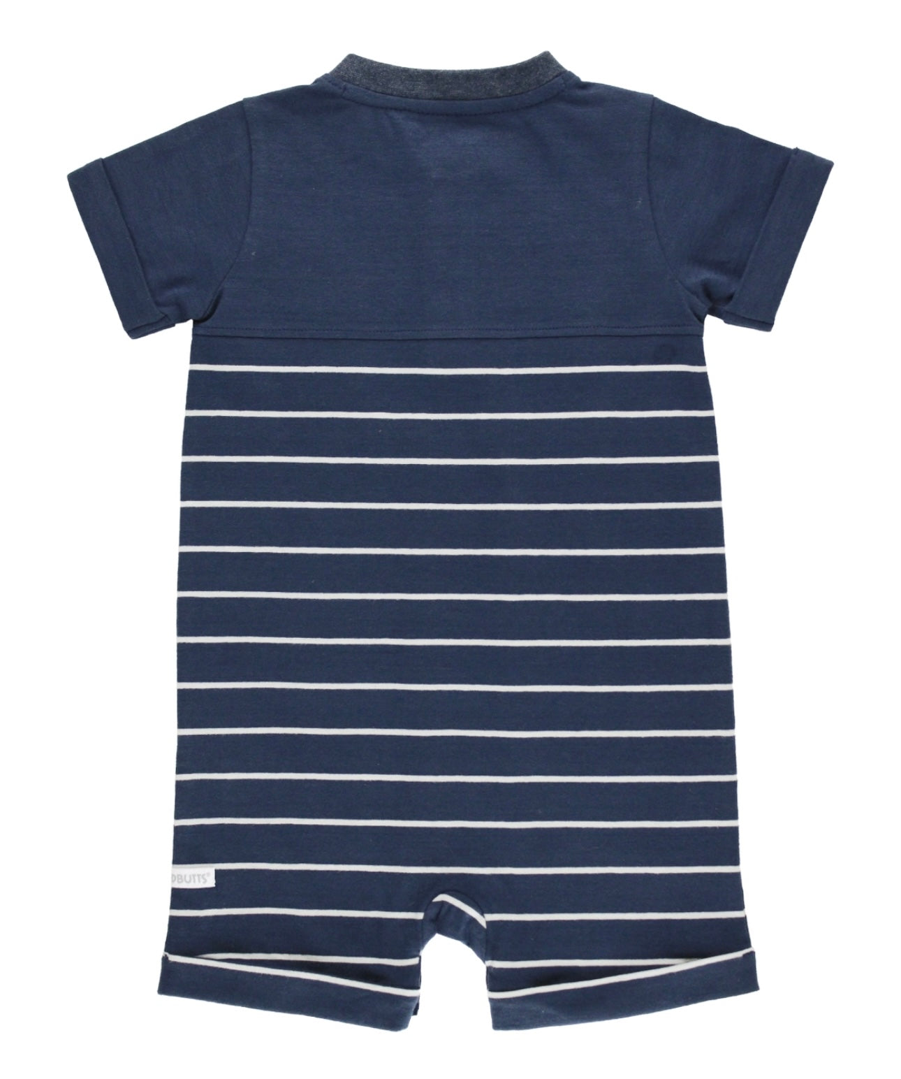 Navy & Grey Stripe Henley Romper | Rugged Butts