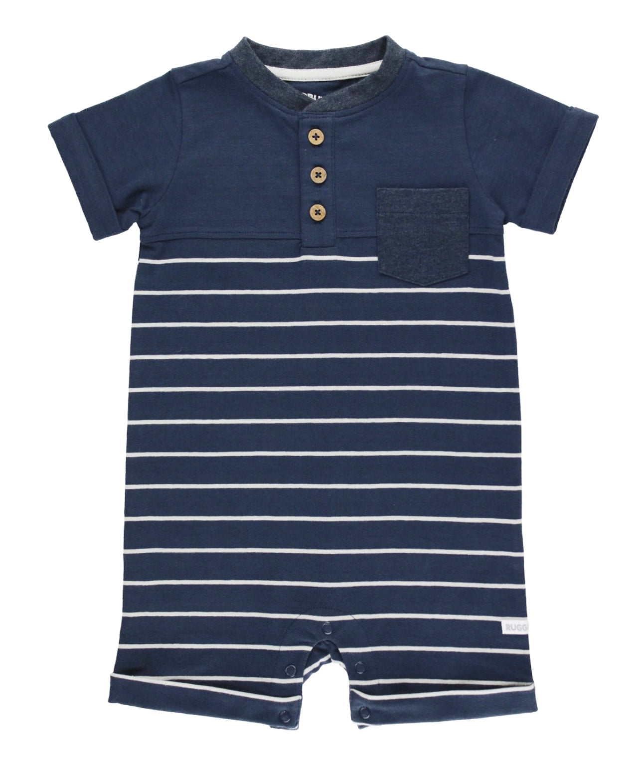 Navy & Grey Stripe Henley Romper | Rugged Butts