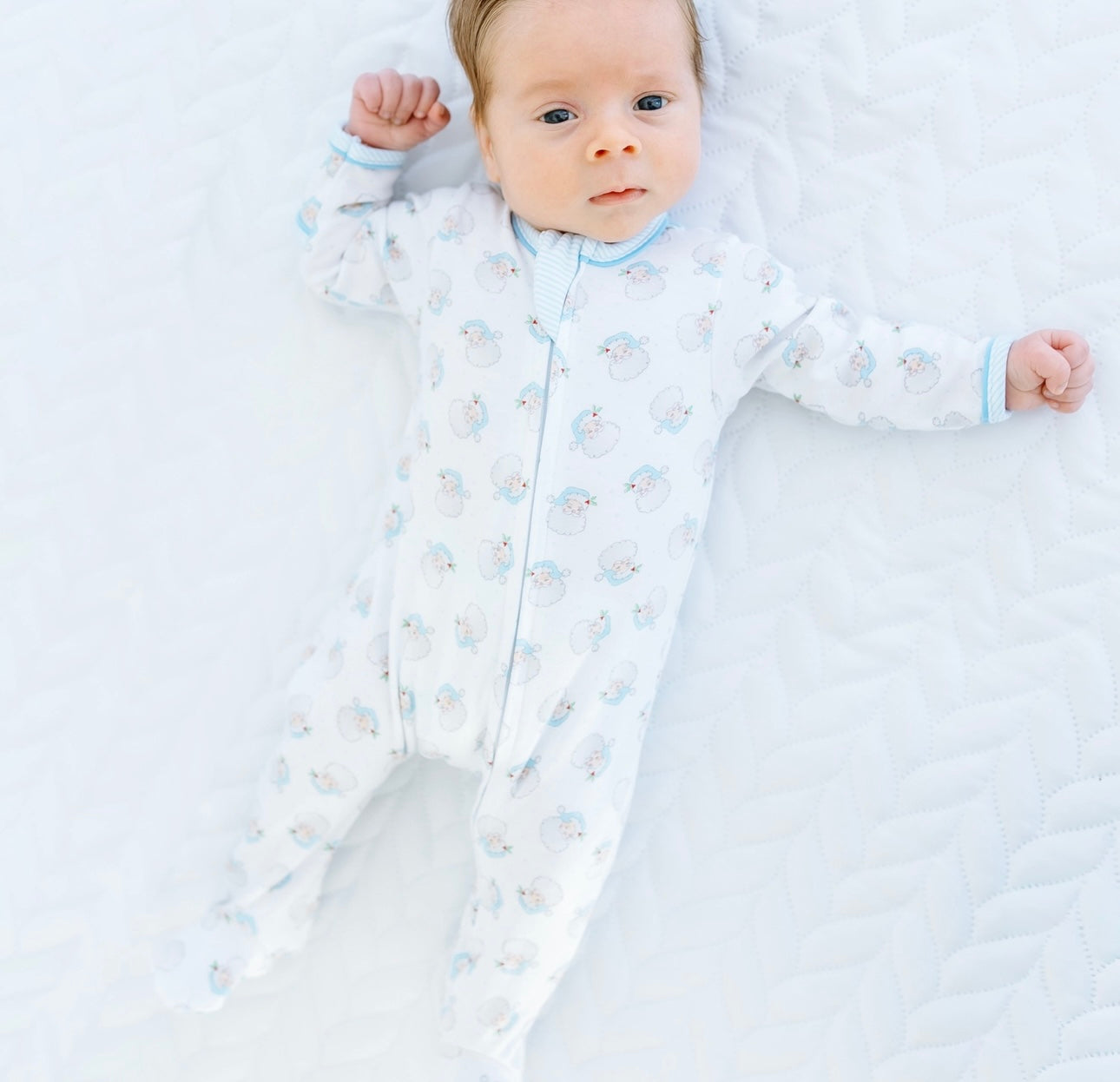 Santa Baby Print Zip Footie