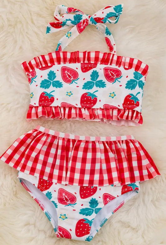Strawberry Plaid Swimsuit