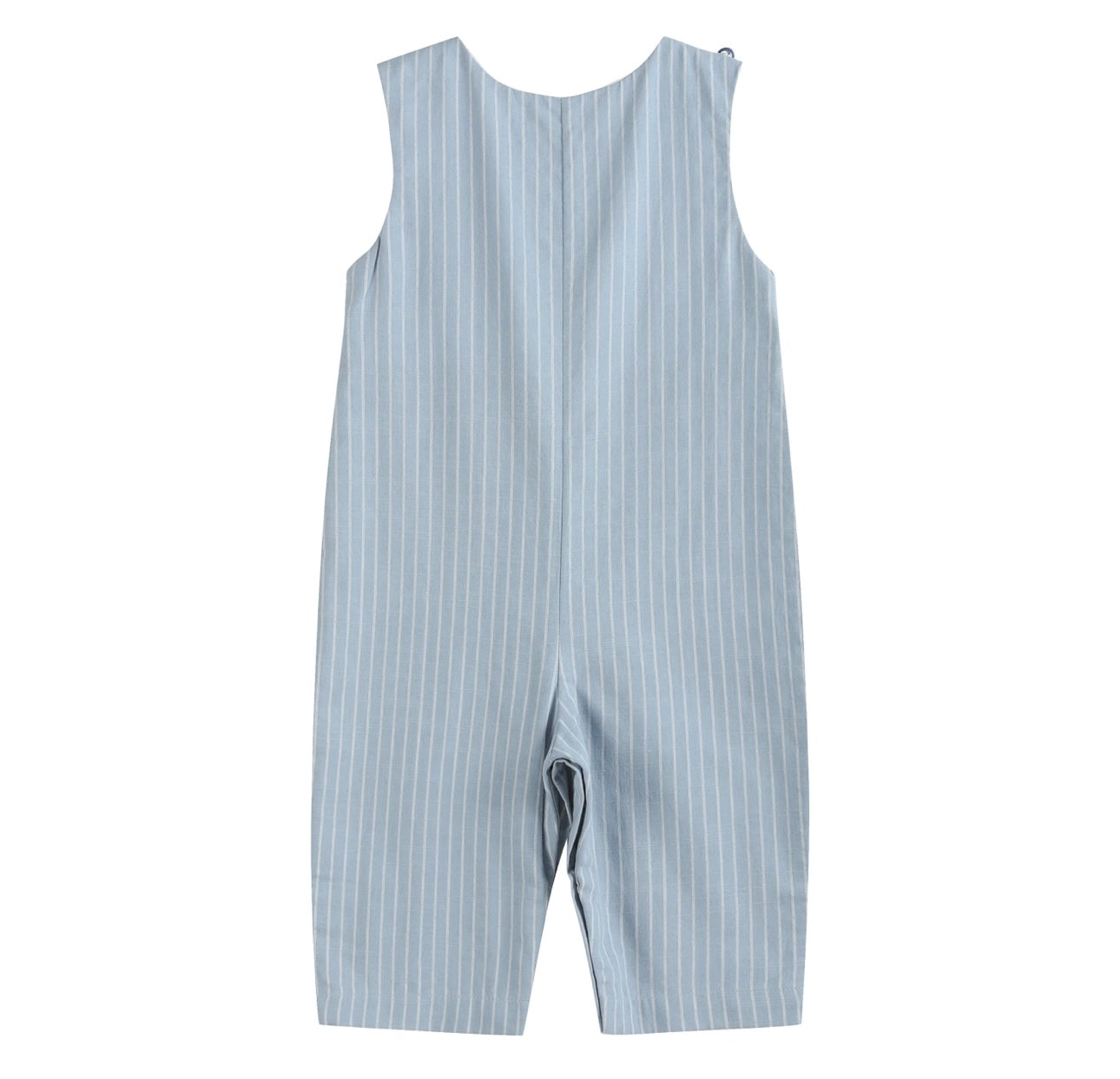 Blue Pinstripe Mallard Duck Smocked Overalls