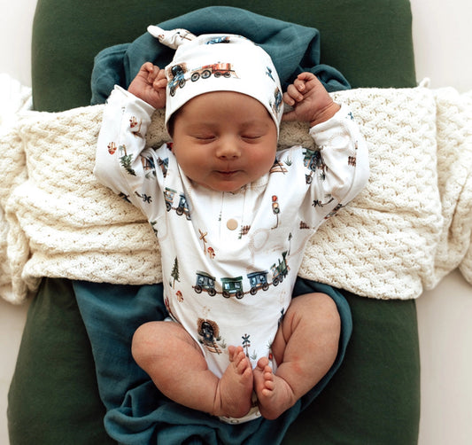 Trains Long Sleeve Organic Bodysuit