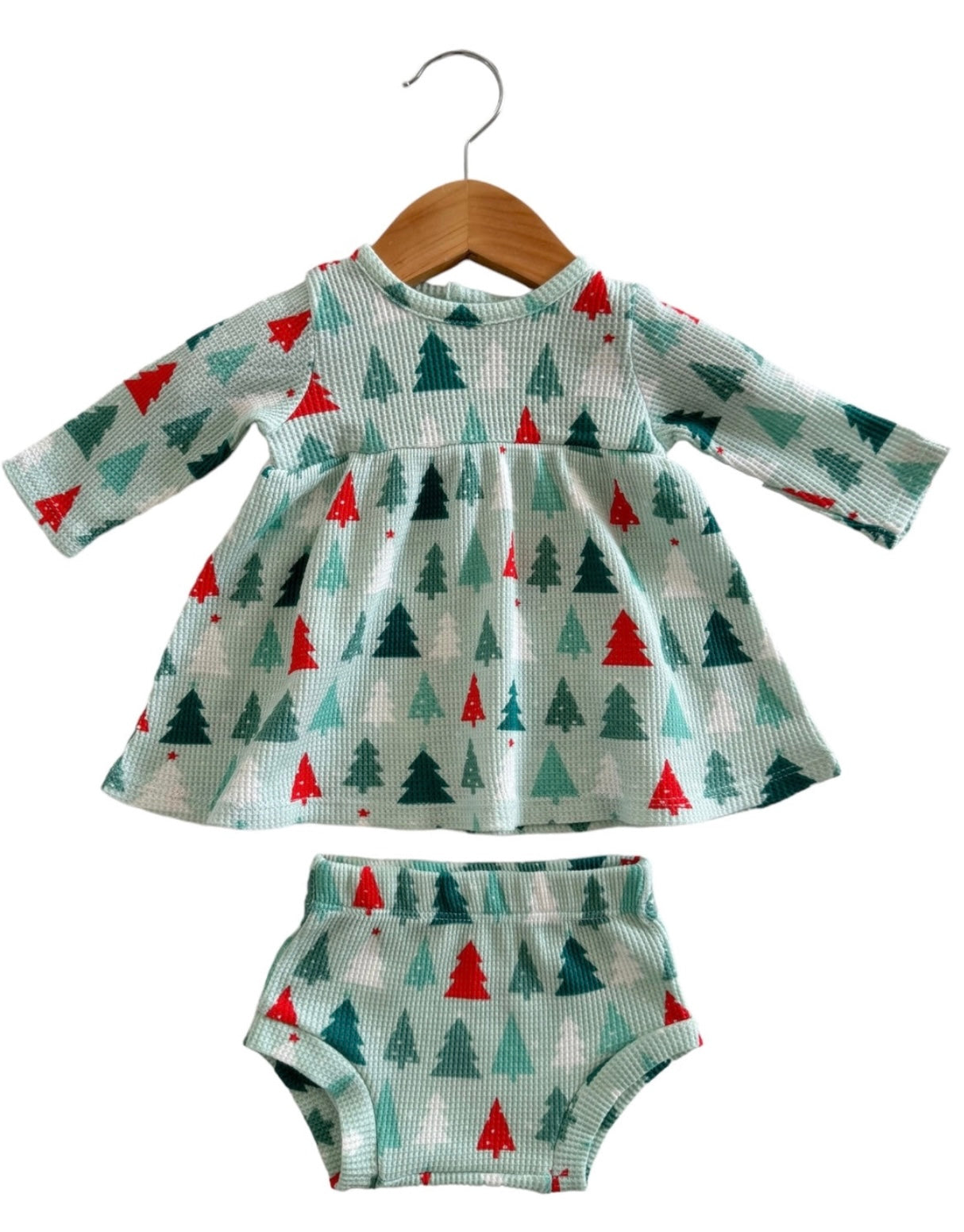 Festive Firs Organic Waffle Dress & Bloomer